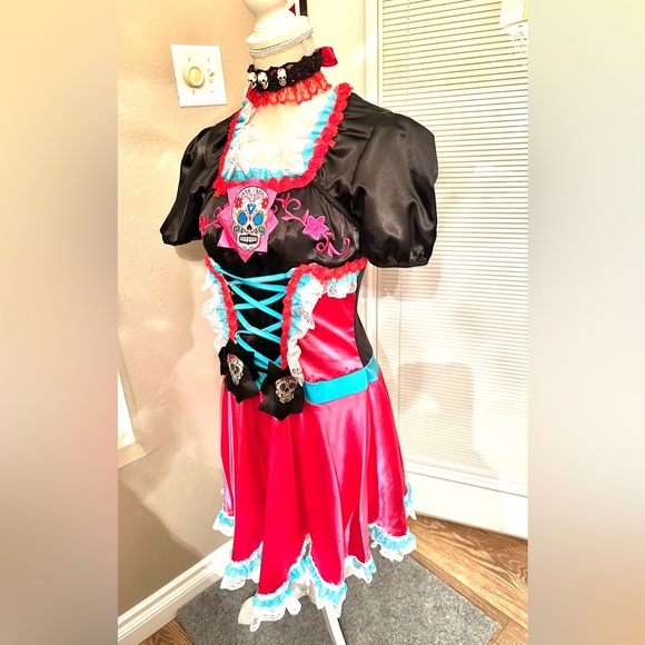 CATRINA Day if the Dead Halloween Costume Dress Adult Plus Size XL NWT - Picture 11 of 15